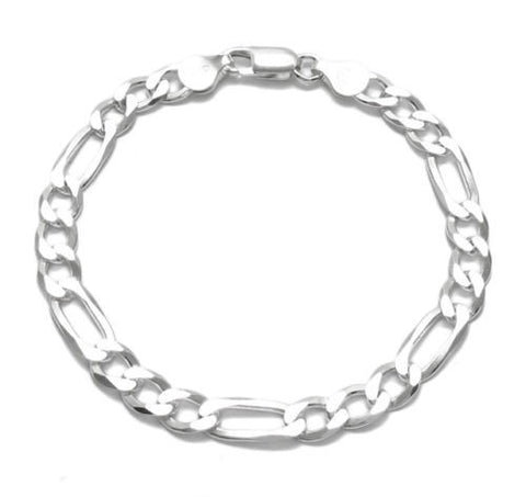 Classic 7mm (180 Gauge) Figaro link chain bracelet | Wholesale 925 Sterling Silver Jewelry | Item photo