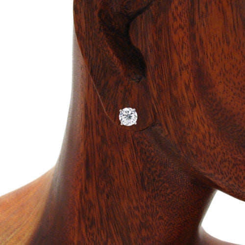 7mm Round Cut 1.25 Carat CZ Post Stud Earrings | Wholesale Sterling Silver Jewelry | Alternate