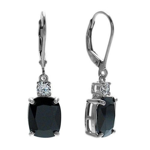 8.0 carat black and clear CZ latch back earrings | Wholesale 925 Sterling Silver Jewelry | Item photo