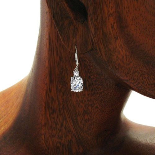 8.0 carat total weight clear CZ latch back earrings | Wholesale 925 Sterling Silver Jewelry | Alternate photo