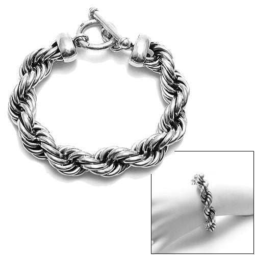 Stunning Wide Braided Twist Rope Bracelet - 8.75 Inch | Wholesale 925 Sterling Silver Jewelry | Main