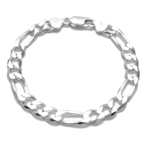 Stylish 8mm (200 Gauge) Figaro link chain bracelet | Wholesale 925 Sterling Silver Jewelry | Item photo