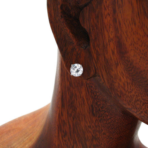8mm Round 2.00 Carat CZ Post Stud Earrings | Wholesale Sterling Silver Jewelry | Alternate