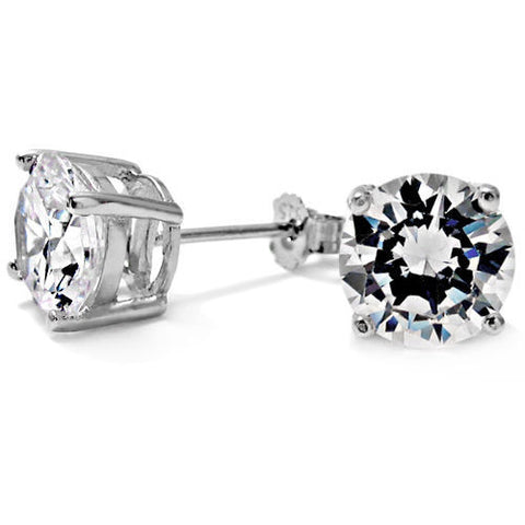 8mm Round 2.00 Carat CZ Post Stud Earrings | Wholesale Sterling Silver Jewelry | Main