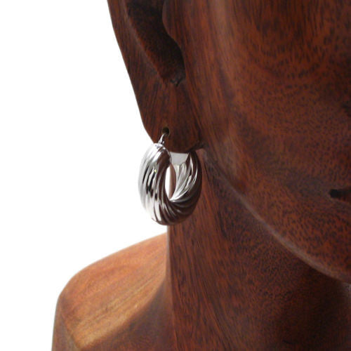 Chic 8mm Wide Twisted Groove Hoop Earrings | Wholesale Sterling Silver Jewelry | Alternate