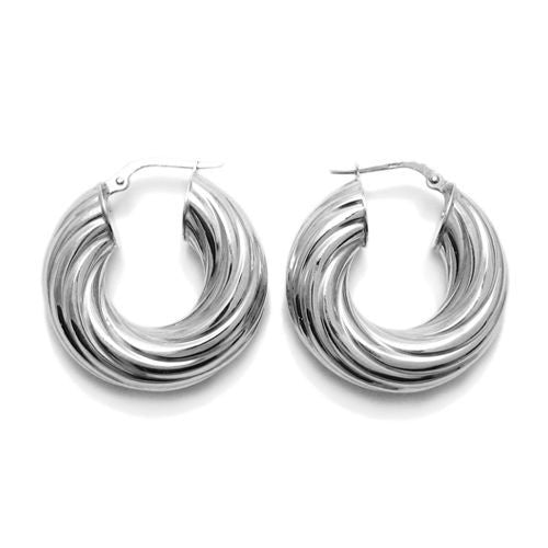 Chic 8mm Wide Twisted Groove Hoop Earrings | Wholesale Sterling Silver Jewelry | Alternate