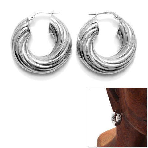 Chic 8mm Wide Twisted Groove Hoop Earrings | Wholesale Sterling Silver Jewelry | Main