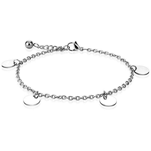 Simplistic 9"-10" Round Charm Anklet | Wholesale 316L Stainless Steel Jewelry