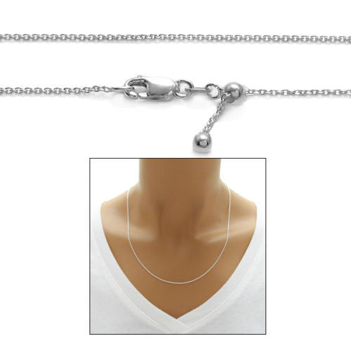 Sterling silver adjustable rolo chain necklace 1mm width | Discount 925 Sterling Silver Jewelry | Combo photo