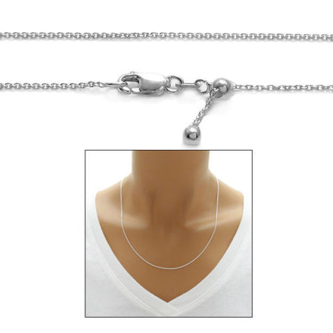 Sterling silver adjustable rolo chain necklace 1mm width | Discount 925 Sterling Silver Jewelry | Combo photo