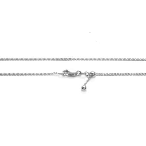 925 Sterling Silver Box Rhodium Adjustable 1mm Chain Silver 