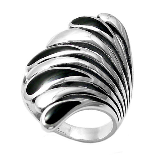 Magnificent Fan Ring with Stunning Black Onyx Inlay. Wholesale Sterling Silver Rings. Main photo.