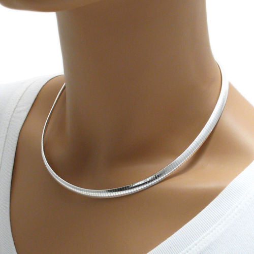 Sterling silver domed omega necklace in 6mm | Discount 925 Sterling Silver Jewelry | Alternate photo