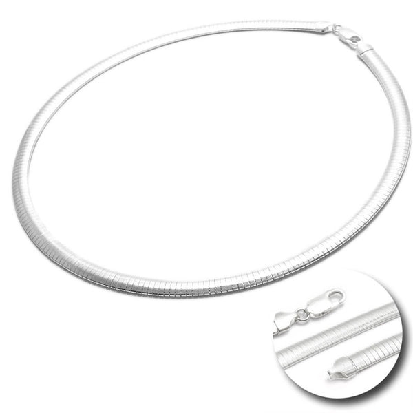 Sterling silver domed omega necklace in 6mm | Discount 925 Sterling Silver Jewelry | Item photo
