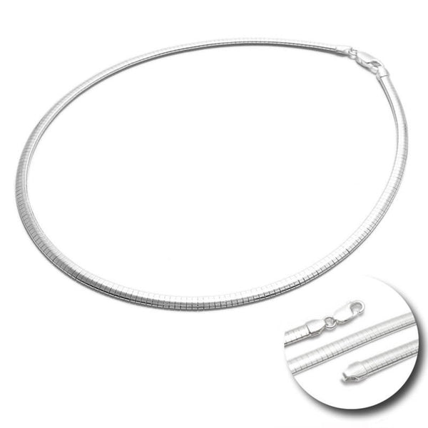 Sterling silver domed omega necklace in 4mm | Discount 925 Sterling Silver Jewelry | Item photo