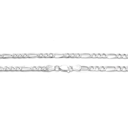 Sterling silver figaro chain with pave finish in 4mm width | Discount 925 Sterling Silver Jewelry | Item 