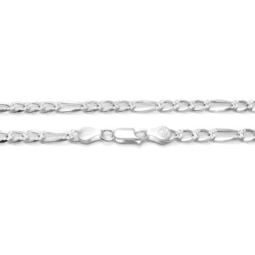 Sterling silver figaro chain with pave finish in 5mm width | Discount 925 Sterling Silver Jewelry | Item 