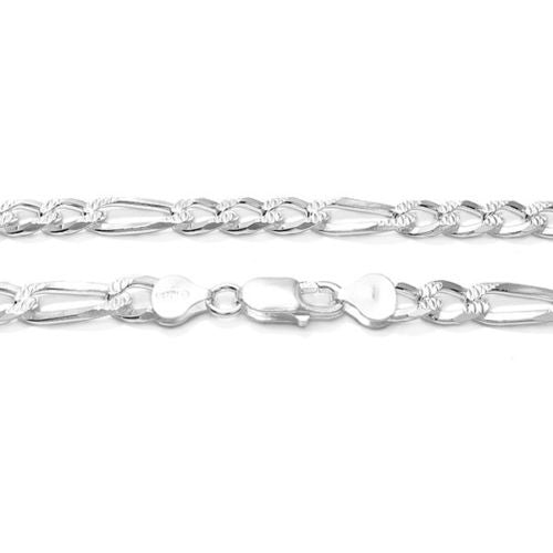 Sterling silver figaro chain with pave finish in 7mm width | Discount 925 Sterling Silver Jewelry | Item 