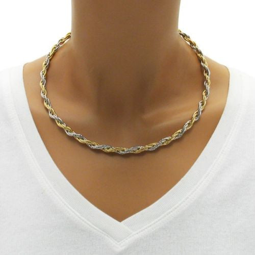 Antique Two-Tone 14k Gold Decorative Link Choker Necklace