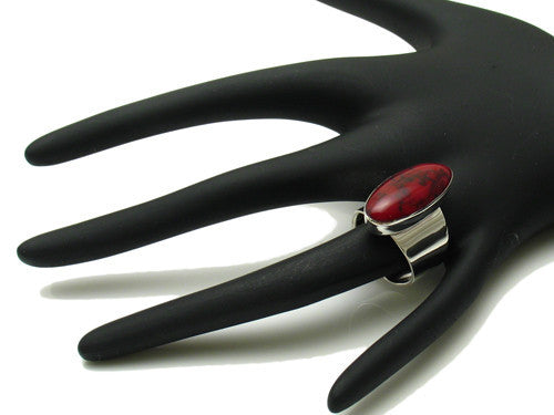 Art Deco Style Ring with Marquise Shaped Red Jasper. Wholesale sterling silver rings. On hand.
