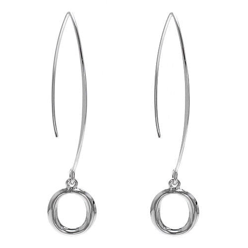 "O" shaped oval earrings on extra long hooks | Wholesale 925 Sterling Silver Jewelry | Main photo