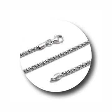 Sterling Silver Rhodium Finish Popcorn Chain Necklace in 2mm (Gauge 250). Available in 5 Lengths.