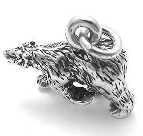 Polar Bear Charm in Heavy 3D Sterling Silver.