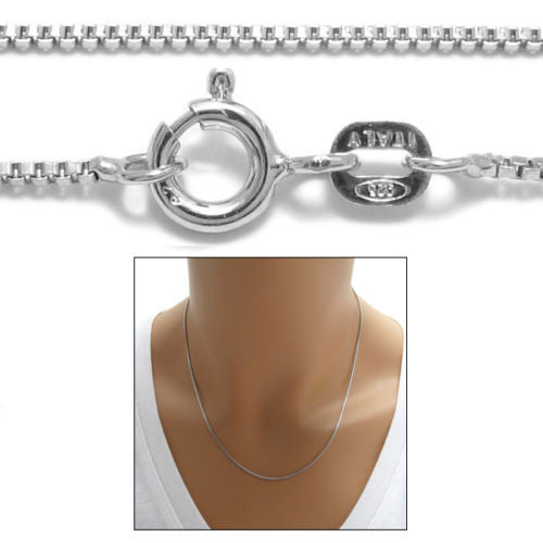 Sterling Silver Rhodium Finish Box Chain Necklace 1.2mm (Gauge 019). Available in 5 Lengths.