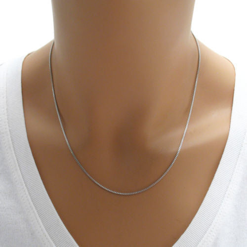 Sterling Silver Rhodium Finish Box Chain Necklace 1.2mm (Gauge 019). Available in 5 Lengths.