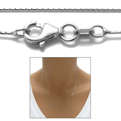 Sterling Silver Rhodium Mirror Box Chain Necklace 0.80mm (Gauge 015). Available in 6 Lengths.