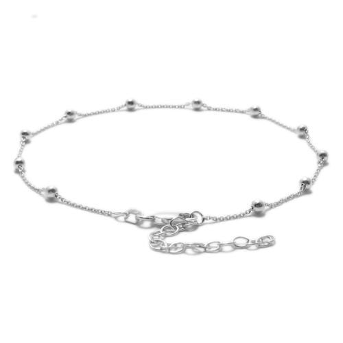 Delicate Adjustable Rolo Beaded Anklet | Wholesale Sterling Silver Jewelry | Alternate