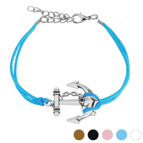 Stylish Cast Iron Large Anchor Leatherette Bracelet - 5 Colors | Wholesale 316L Stainless Steel Jewelry