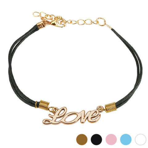 Cute Cast Iron "Love" Leatherette Bracelet in 5 Color Options | Wholesale 316L Stainless Steel Jewelry