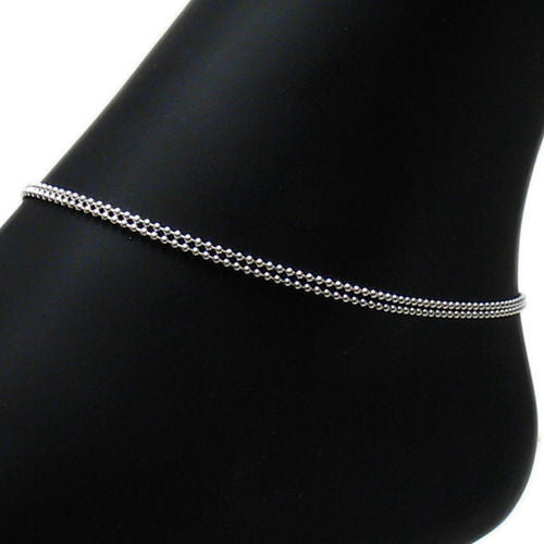 Glamorous Adjustable Double Bead Anklet | Wholesale Sterling Silver Jewelry | Main