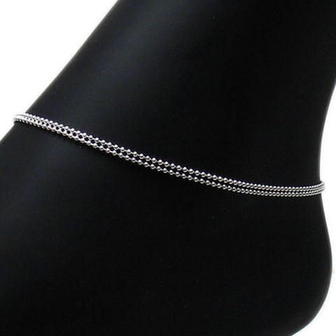 Glamorous Adjustable Double Bead Anklet | Wholesale Sterling Silver Jewelry | Main