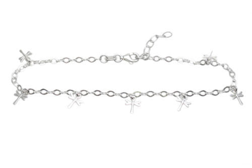 Classy Adjustable Dragonfly Anklet | Wholesale Sterling Silver Jewelry | Alternate
