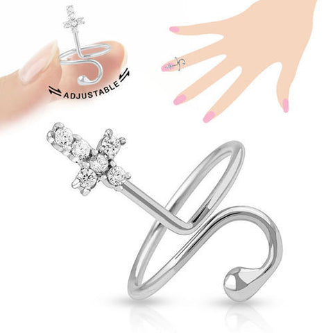 Adjustable Rhodium Plated Brass Cross Nail-Ring | Wholesale 316L Stainless Steel Jewelry | Main