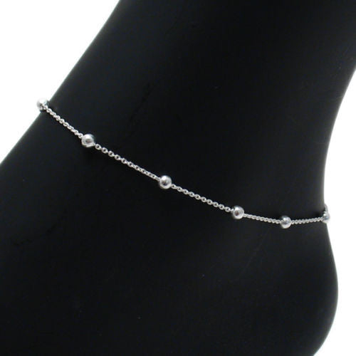 Delicate Adjustable Rolo Beaded Anklet | Wholesale Sterling Silver Jewelry | Alternate