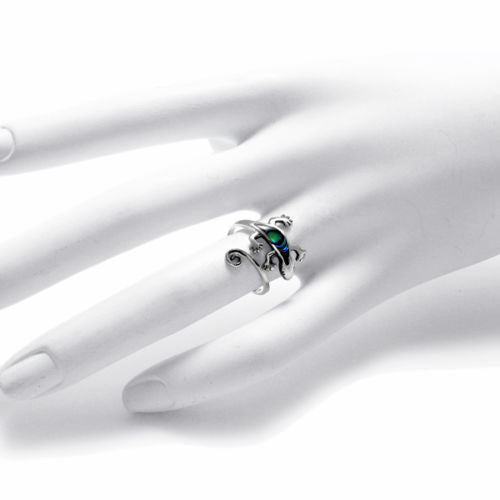 Adorable Gecko Wrap Ring with Stunning Abalone Inlay | Wholesale Sterling Silver Rings - Jewelry | Hand photo