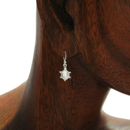 Adorable sterling silver hanging turtle earrings | Wholesale 925 Sterling Silver Jewelry | Alternate Photo