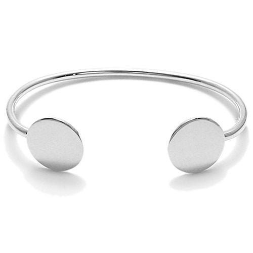 Modern Alpaca Silver Engravable Round Disc Cuff Bracelet - 7 Inch | Wholesale Fashion Jewelry | Alternate