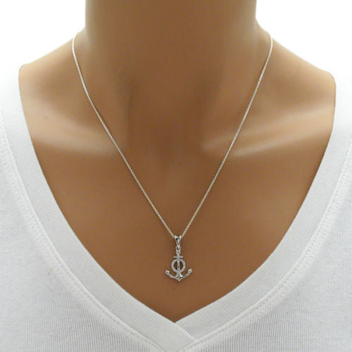 Chic Anchor Pendant with Fancy 0.20Ct CZs | Wholesale 925 Sterling Silver Pendant - Jewelry | Alternate
