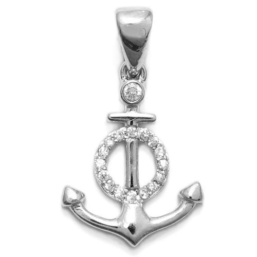 Chic Anchor Pendant with Fancy 0.20Ct CZs | Wholesale 925 Sterling Silver Pendant - Jewelry | Alternate