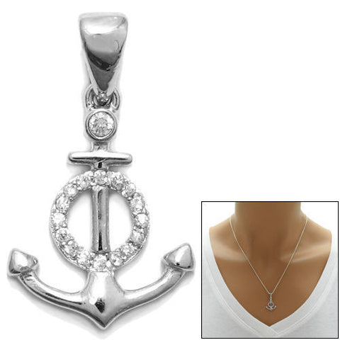 Chic Anchor Pendant with Fancy 0.20Ct CZs | Wholesale 925 Sterling Silver Pendant - Jewelry | Main