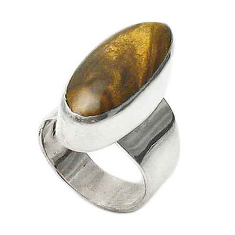 Art Deco Inspired Radiant Oval Tiger's Eye Ring | Wholesale sterling silver rings - Jewelry | Main photo