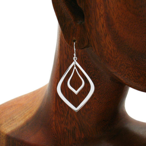 Artistic candle flame inspired hanging earrings | Wholesale 925 Sterling Silver Jewelry | Alternate photo