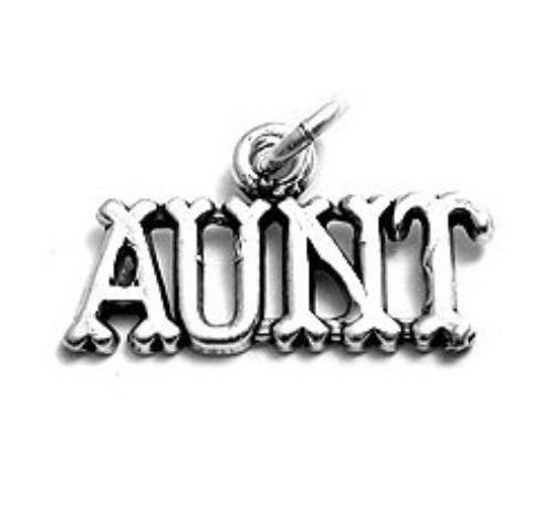 Stylish "Aunt" Calligraphy Charm. Wholesale Sterling Silver Charms - Jewelry. Main.