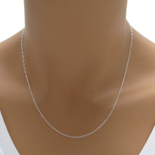 Sterling Silver Baby Oval Rolo Chain Necklace in 1mm (Gauge 025) Width. Available in 3 Lengths.