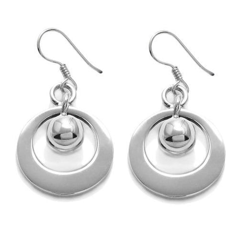 Art deco inspired ball in donut hanging hook earrings | Wholesale 925 Sterling Silver Jewelry | Item photo