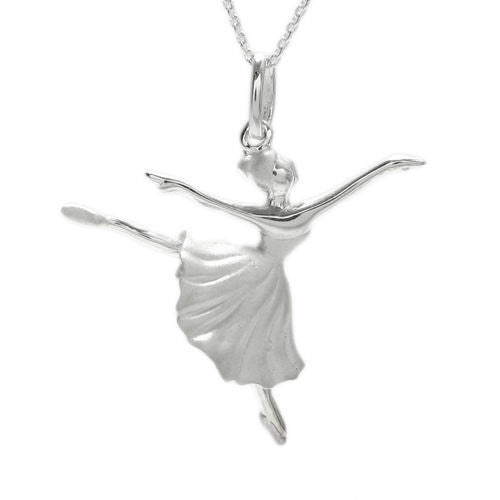 Beautiful ballerina in Arabesque pose pendant | Wholesale 925 Sterling Silver Jewelry | Item photo